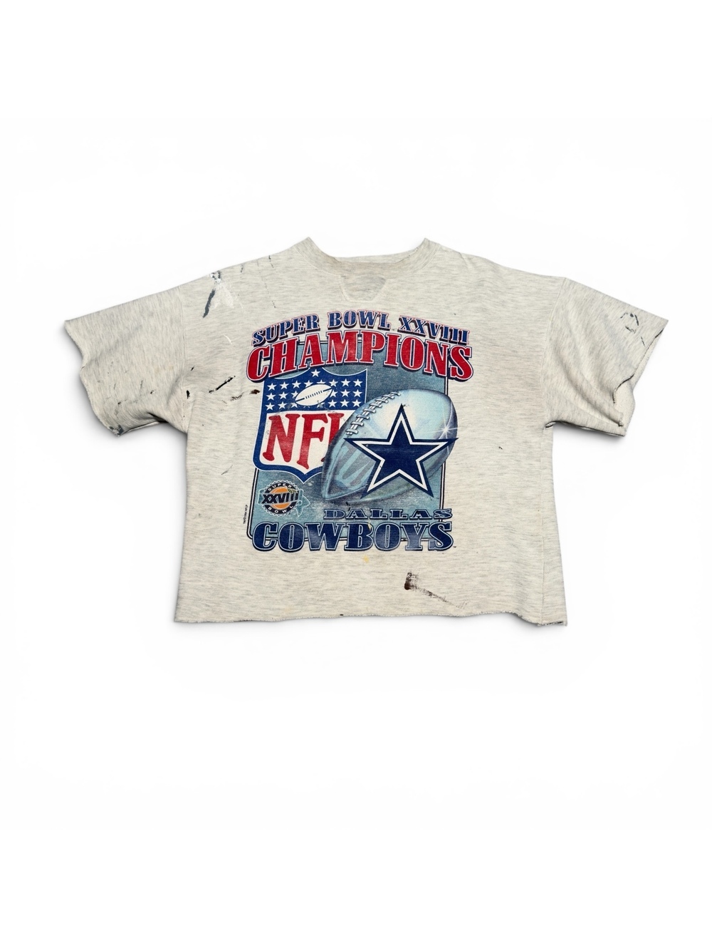 Vintage Dallas Cowboys Super Bowl XXVIII Champions Distressed Cutoff Crewneck M